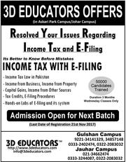 3D EDUCATORS “Income Tax With E-Filing”